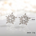 Silver Tone Layered Snowflake Clear Stone Stud Earrings view 5
