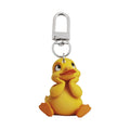 Acrylic Thinking Yellow Duck Keychain Silver Clasp Flat view 5