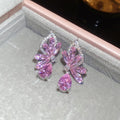 Crystal Butterfly Wing Drop Earrings with Distinctive Textured Details view 6