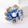 Gold Edge Enamel Peony Flower Pearl Brooch Five Colors view 8