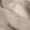 Bar Stud Earrings with Dangling Chain Loop Gold Silver view 4