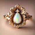 Iridescent Teardrop Floral Ring in Antiqued Copper Tone view 1