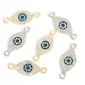Rhinestone Evil Eye Two Loop Connector Charms in Two Finishes view 3