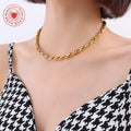 Thick Mariner Link Chain Necklace Choker Style Gold Steel view 3