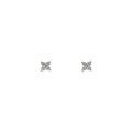 Silver Tone Mini Clear Stone Four Petal Flower Stud Earrings view 5