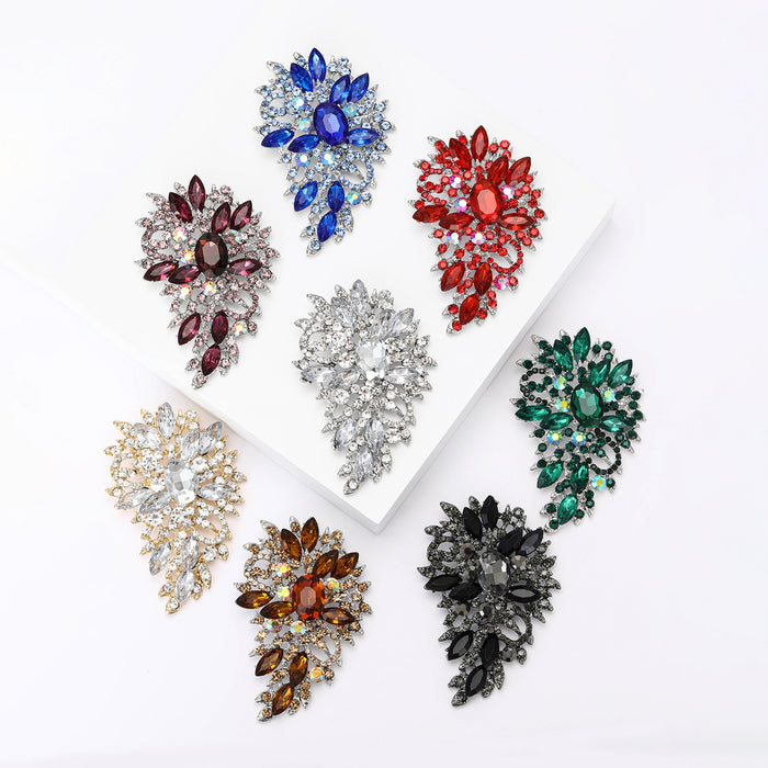 Oversized Crystal Leaf Cluster Brooch in Eight Colorways