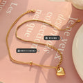 Gold Double Chain Necklace With Plump 3D Heart Pendant view 2