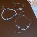 Silver Crystal Flower Pearl Star Swan Charm Bracelets Three Styles view 2