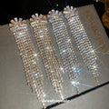 Crystal Dome Chain Fringe Statement Drop Earrings For Women view 1
