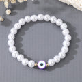 Faux Pearl Round Evil Eye Stretch Bracelets in Four Colors view 4