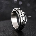 Steel Star Moon Spinner Ring Black Motifs Sizes 6-13 view 1