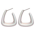 Iridescent Geometric Chunky Hoop Stud Earrings with Polished Metal Details view 5
