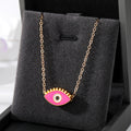 Gold Tone Open Lash Enamel Evil Eye Pendant Necklaces view 4