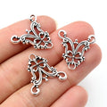Ornate Double Loop Metal Connector Charms in Two Antique Finishes view 7
