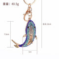 Blue Rhinestone Shark Fish Keychain Gold Tone Metal Hardware view 3