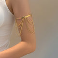 Gold and Silver Draped Multichain Upper Arm Cuff Jewelry view 1
