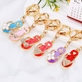 Mixed Jeweled Heart Bow and Clover Flip Flop Keychains in Six Colors view 2