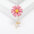 Enamel Daisy Flower Stem Brooch for Jackets Scarves and Coats view 8