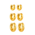 Stainless Steel Polished Hoop Earrings Gold Steel Two-Tone Sizes view 5