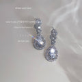 Silver Clear Crystal Teardrop Halo Drop Earrings Pair view 4