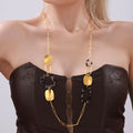 Leopard Geometric Long Sweater Necklace Gold Acrylic view 2