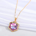 Gold Tone Iridescent Crystal Pendant Necklaces in Five Shapes view 3