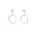 White Open Square Statement Dangle Stud and Clip Earrings view 5