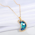 Gold Tone Blue Faceted Crystal Pendant Necklaces in Four Shapes view 2