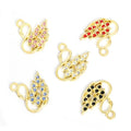 Rhinestone Swan Charms in Gold and Silver Tones, Five Colors view 2