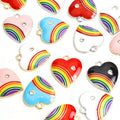 Rainbow Enamel Heart Jewelry Components For DIY Earrings And Bracelets Charms view 2