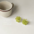Light Green Translucent Flower Petal Cluster Stud Earrings view 4