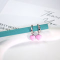 Silver Tone Hoop Enamel Heart Drop Earrings 6 Colors view 4