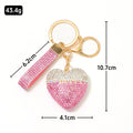 Two Tone Rhinestone Heart Keychain Pink Crystal Charm view 4
