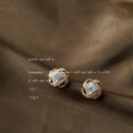 Gold Tone Rope Knot Flower Frame Clear Stone Stud Earrings view 1
