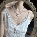Pale Blue Beaded Necklace with White Shell Drops in Two Coastal Styles view 3