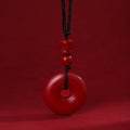 Red Round Disc Bead Black Cord Adjustable Pendant Necklace view 4