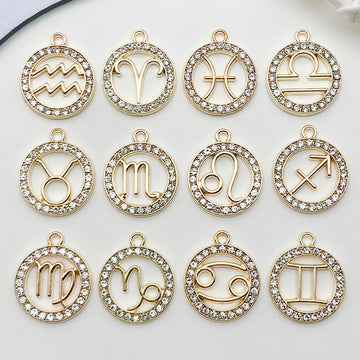 Alloy Metallic Zodiac Metal Charms with 14 Listed Options