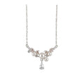Silver Tone Pearl and Teardrop Crystal Necklaces Statement Jewelry view 5