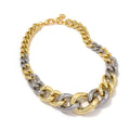 Mixed Gold And Silver Tone Oversized Oval Link Chain Necklace view 2