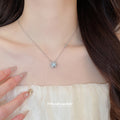 Round Floral Crystal Pendant Necklaces in Three Colors view 4
