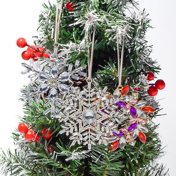 Rhinestone Snowflake and Wreath Christmas Hangers 4 Styles