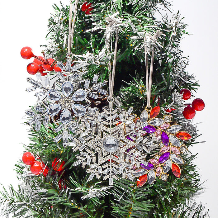 Rhinestone Snowflake and Wreath Christmas Hangers 4 Styles