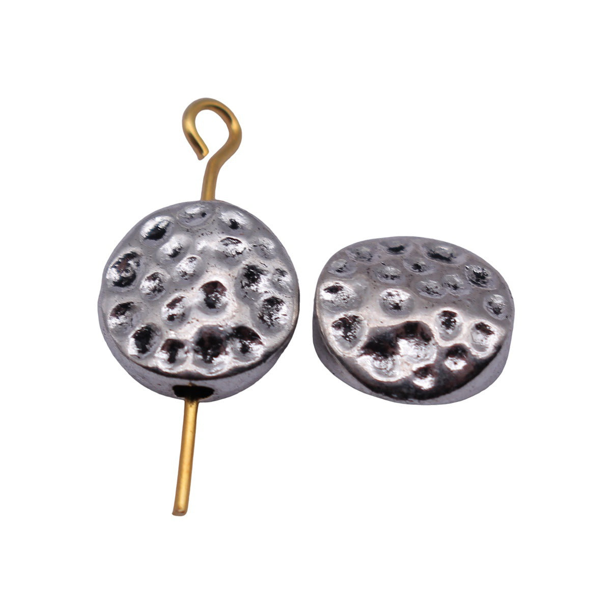 10x10x4.5mm 1.3g Antique Silver Zinc Alloy Hammered Round Small Hole Spacer Beads for DIY Bracelet Jewelry