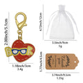 Enamel Heart Book Glasses Keychain Gold Clasp Two Colors view 2