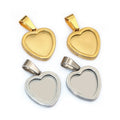 Heart Cabochon Pendant Trays in Gold and Steel Tone Finishes view 1