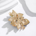 Green Gold Tone Strawberry Crystal Enamel Metal Brooch Pin view 3