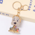 Rhinestone Spotted Puppy Keychain Crystal Dog Bag Charm view 10