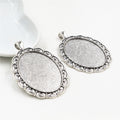 Oval Floral Edge Cabochon Pendant Trays in Three Finishes view 4