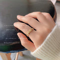 Gold-Tone Open Adjustable Heart Bow CZ Fashion Rings Set view 4