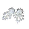 White and Clear Beaded Cascade Statement Stud Earrings view 5